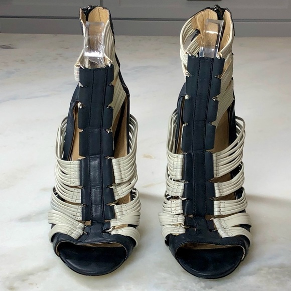 L.A.M.B. Monochrome Strappy Heels - Picture 3 of 15